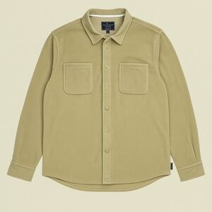Beige Fleece Button-Up Shirt Jacket Men’s